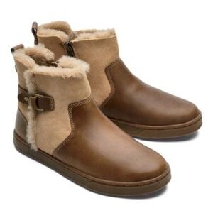 Olukai Women's Pehuea Hulu Leather Shearling Ankle Boot Brown Tan Size 10 Cozy